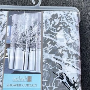 Splash Monochrome Tree Design Shower Curtain